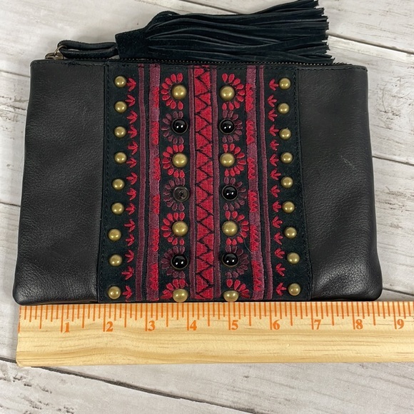 Lucky Brand Tasseled Leather Beaded/Embroidered with Suede Tassel - Picture 5 of 6